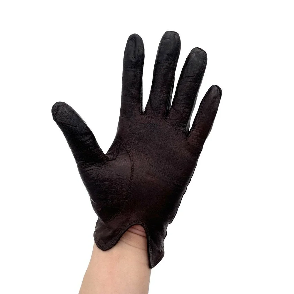 VTG Italian Brown Leather Driving Gloves Women's Soft Leather Made in Italy